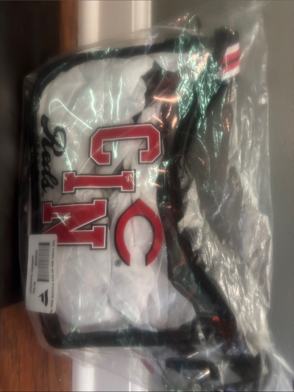 CIN Cincinnati Reds- Graphic Clear Crossbody Bag in White and Red